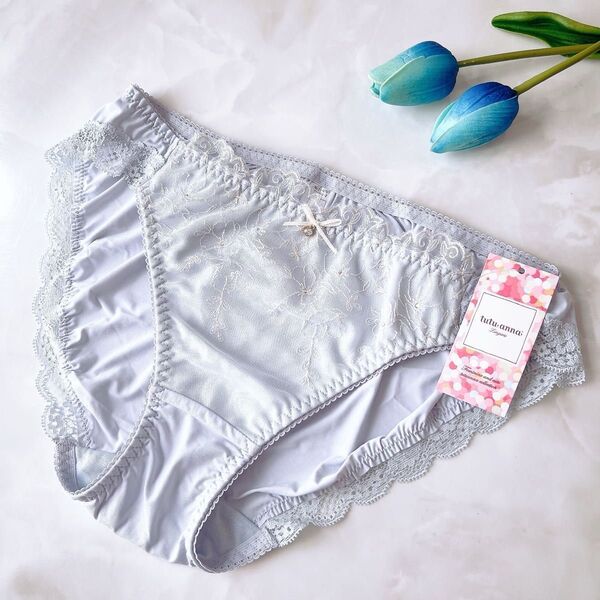 新品タグ付き チュチュアンナ ショーツ Mサイズ サックス レース パンティ