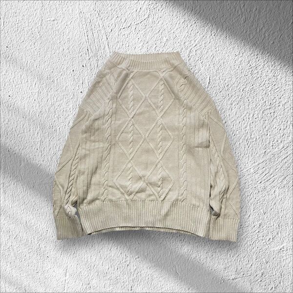 ケーブルニット セーター ベージュ レディース