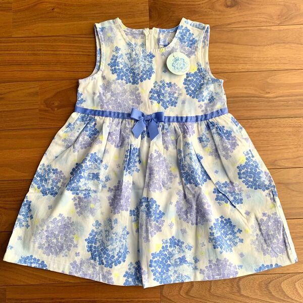 マザウェイズ motherways ワンピース 90cm 97cm 100cm 紫陽花 アジサイ ノースリーブ ブルー 花柄