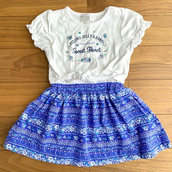 motherways マザウェイズ ワンピース 90cm 花柄 半袖 切り替え ドッキング スカート 女の子