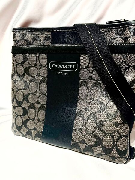 【COACH】F70591 ショルダーバッグ ヘリテージ ストライプ ブラック