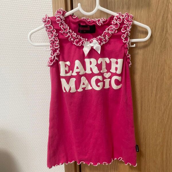 EARTHMAGIC アースマジック フリル リボン ノースリーブ トップス 130㎝