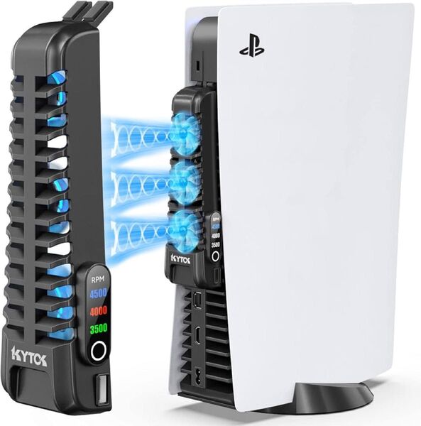 PS5 冷却ファン 3段階風速調節 Kytok PS5外付けUSBポート