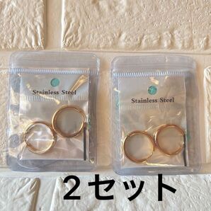 2組★フープピアス サージカルステンレス ゴールド16mm