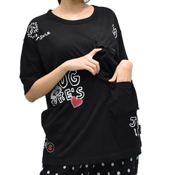 《新品》drug store's 2段ポケット付きワイドTシャツ 黒