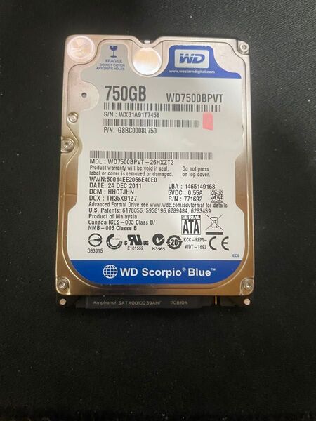 Western Digital WD7500BPVT 750GB HDD
