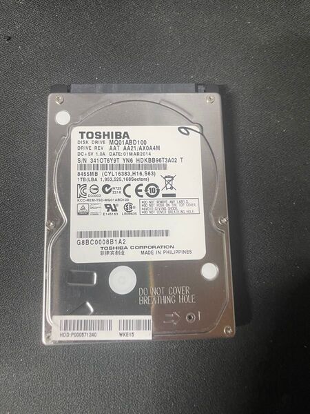 TOSHIBA MQ01ABD100 1TB HDD 2014年製
