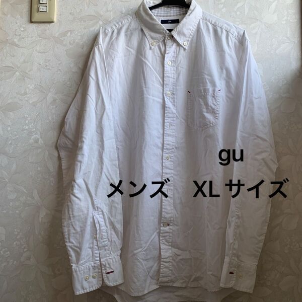 gu ホワイト ボタンダウン 長袖シャツ XLサイズ メンズ
