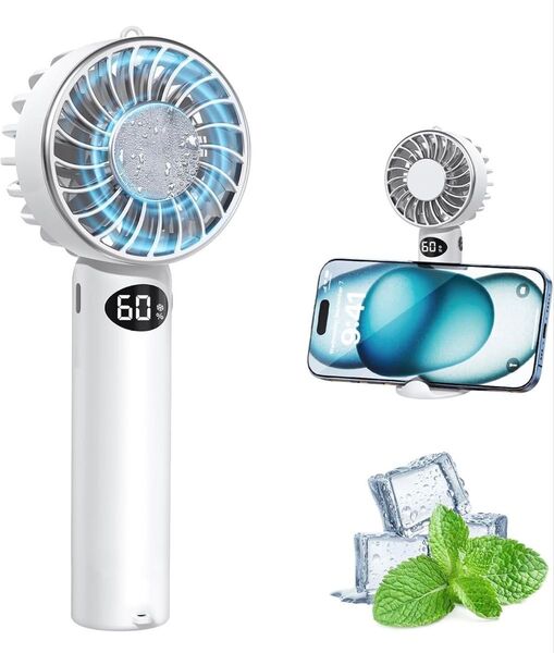 【 業界NO.1最軽量 2重反転ハンディファン 冷却プレート付き】130gミニサイズ 携帯扇風機