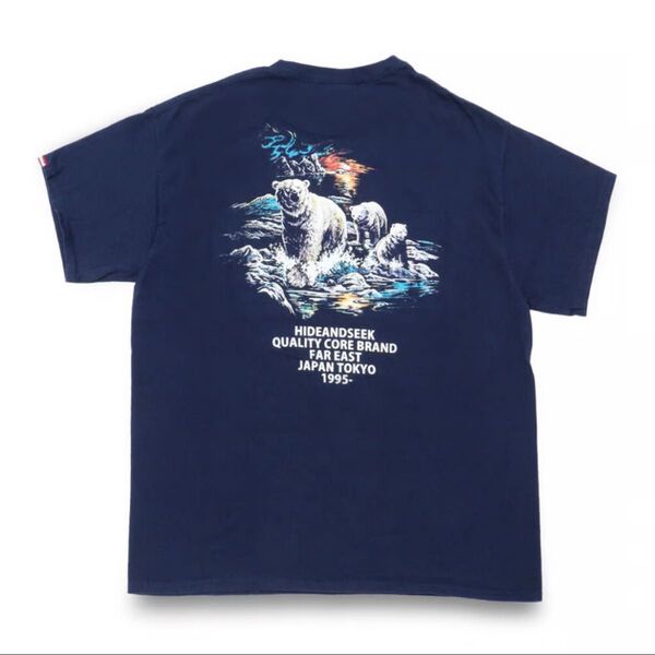 Hide and Seek ハイドアンドシークBear S/S Tee(NVY) 半袖Tシャツ