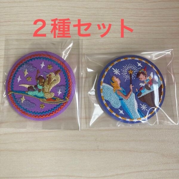ディズニー刺繍缶バッジ アラジン ピノキオ 2種セット