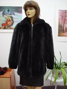  black shared * raccoon fur fur * jacket size 6