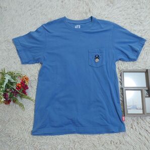 GU ジーユー×MARVEL コラボTシャツ(M)くすみブルー/JASON POLANT