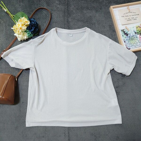 ユニクロ UNIQLO Tシャツ(M)グレー 重ね着 アンサンブル