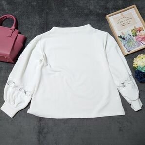 r.p.s トレーナー カットソー(F)白 ケミカルレース 上品 可愛い ウェーブ体型 ドロップショルダー ゆったり