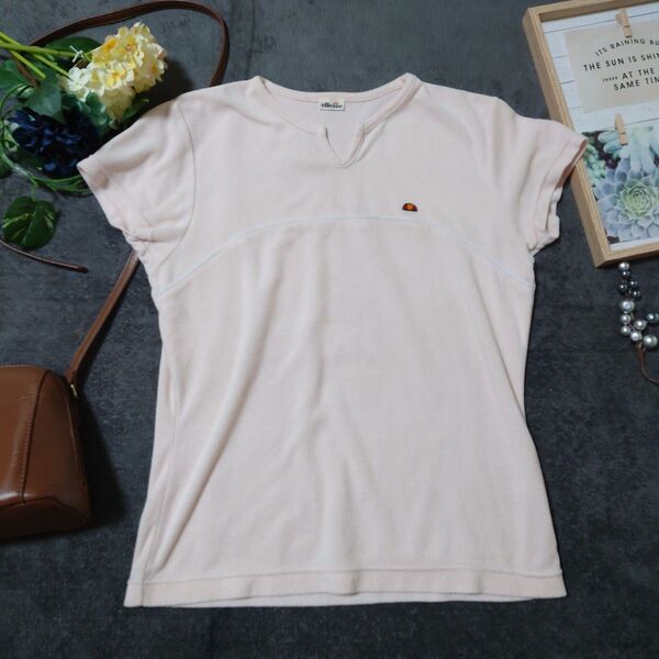 ellesse エレッセ 半袖Tシャツ Tシャツ 半袖シャツ カットソー(S)薄いピンク (株)ゴールドウィン スポーツ