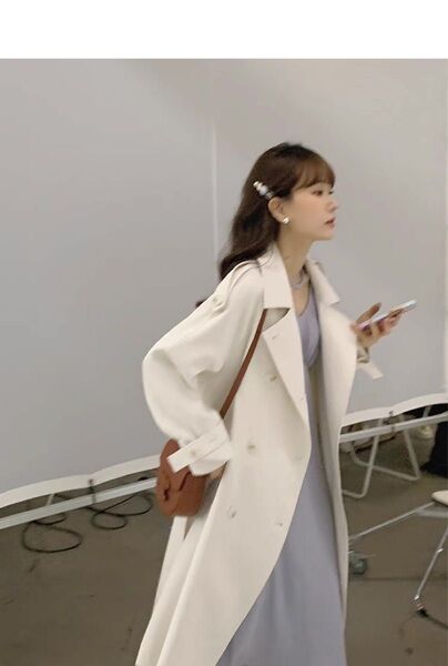 ロングトレンチコート ホワイト チェスターコート トレンチコート マキシ丈トレンチコート ロングトレンチ ロングコート