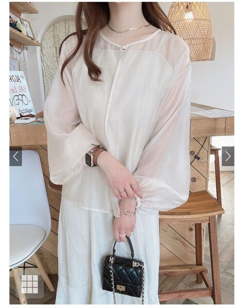 GRL完売品*新品タグ付き*前後2Wayオーガンジーカーディガン ライトベージュ