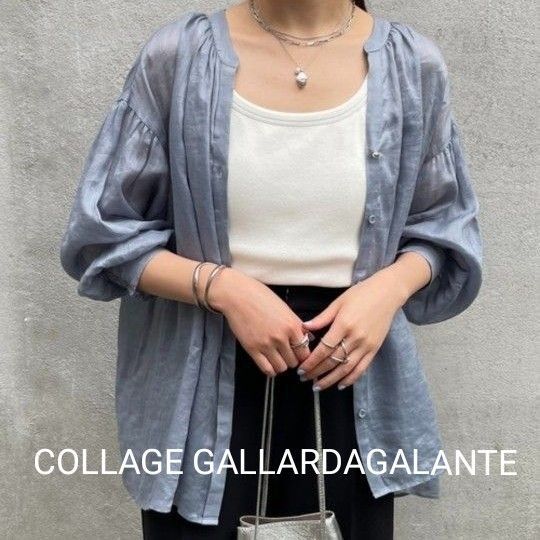 COLLAGE GALLARDAGALANTE コラージュガリャルダガランテ ラミー2WAYシアーブラウス リネン100% ブルー