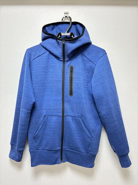 【かっこいい】ユニクロ スポーツパーカー サイズS ブルー青 UNIQLO スウェットパーカー ジップアップ