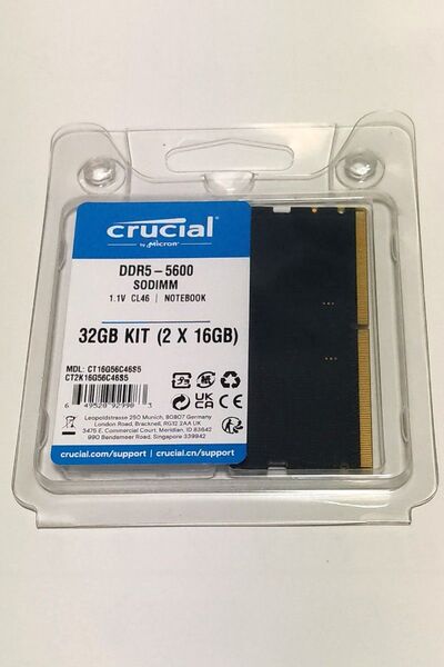 新品 Crucial CT16G56C46S5 16GB SODIMM DDR5-5600 ノートパソコン用メモリ