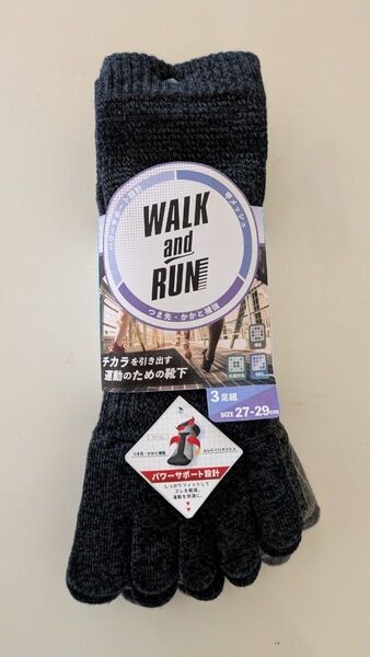 WALK and RUN ソックス 3足組 メンズ 27-29cm 未使用