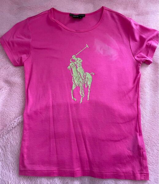 RALPH LAUREN Tシャツ ピンク レディースLサイズ★ラルフローレン★ニューヨーク購入★