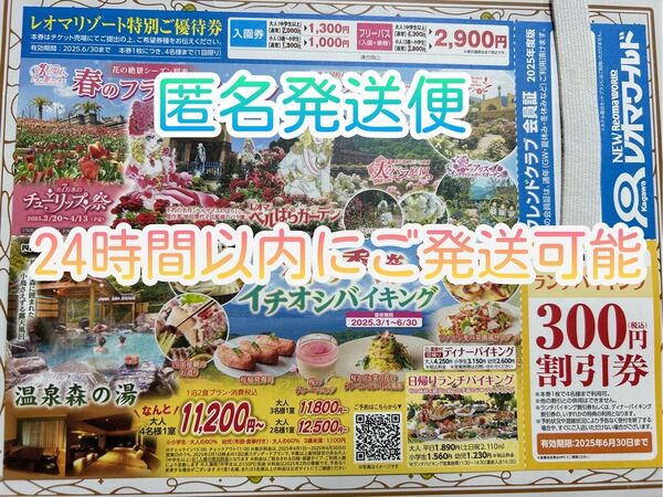 1枚【匿名発送無料】レオマワールド フリーパス 優待券★割引券♪1枚