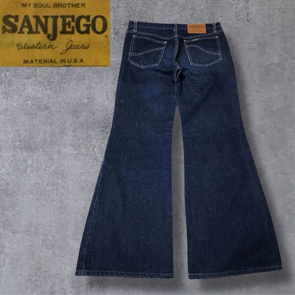 SANJEGO サンジェゴ フレア フレアー ブーツカット アメカジ デニム ジーンズ ジーパン インディゴ 濃紺 デニムパンツ