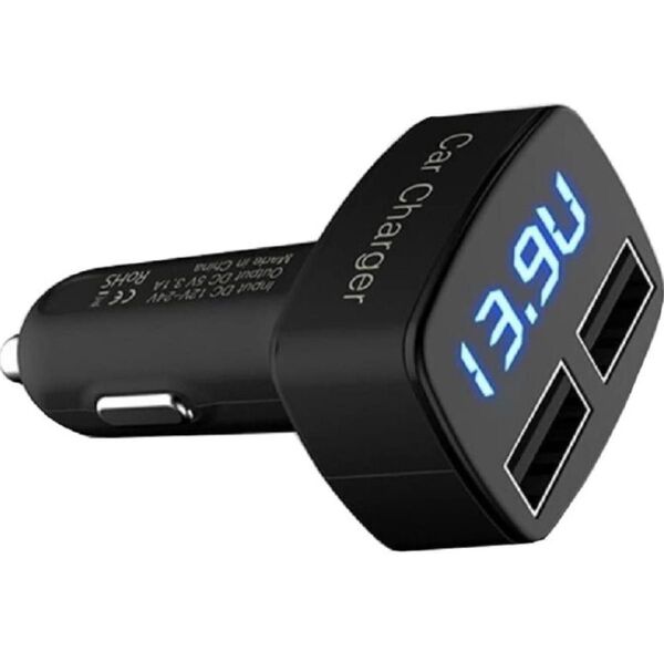 防災 シガーソケット 電圧計 電流計 温度計 12V/24V車対応 USB スマホ タブレット 充電 車