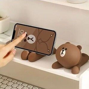 ラインフレンズ スマホスタンド ブラウン アクセサリー スマートフォン タブレット