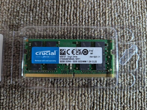 Crucial 32GB DDR4-3200 SODIMM メモリ CT32G4SFD832A.16FF1