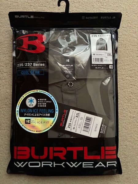 BURTLE 235 長袖ポロシャツ XXL ミルスグレー バートル ポロシャツ BURTLE