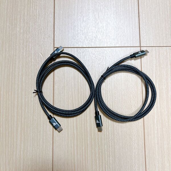 USB C ケーブル【1m+1m/グレー PD対応 60W急速充電】USB-C & USB-C ケーブル データ転送 断線防止