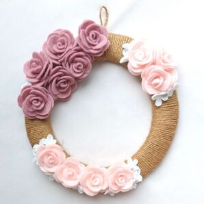 フェルトフラワー ハンドメイド リース フェルトのお花 ローズピンク ベビーピンク