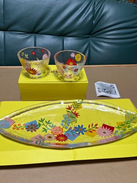 【新品・未使用】月夜野工房 ブリリア ①デザートボウル 2個 ②オーバルパーティープレート1個 上越クリスタル硝子株式会社
