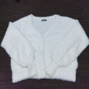 シャギーニットカーディガン ホワイト Mサイズ
