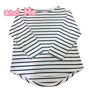 and Me ボーダー柄 ポンチ 七分袖トップス