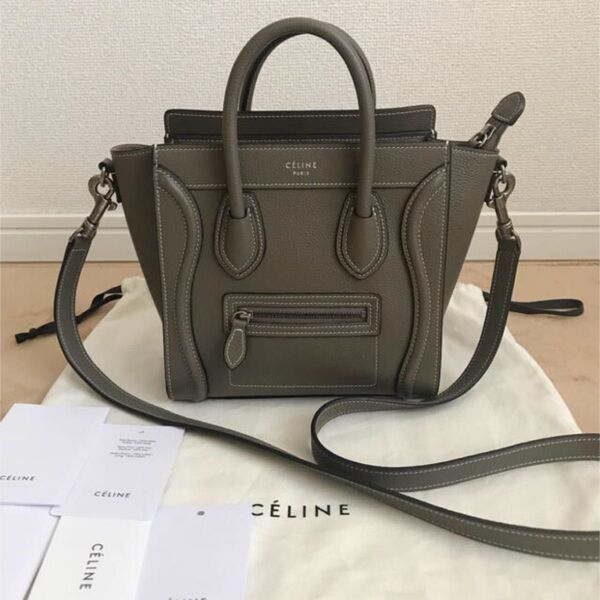 CELINE ラゲージ ナノショッパー スリ ドラムドカーフスキン ハンドバッグ