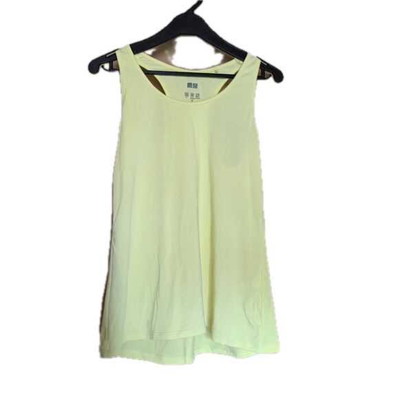 中古 UNIQLO AIRism ノースリーブ タンクトップ トップス M スポーツウェア ユニクロ 黄色