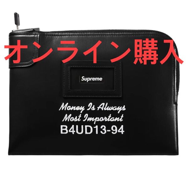 supreme Leather Money Bag 黒