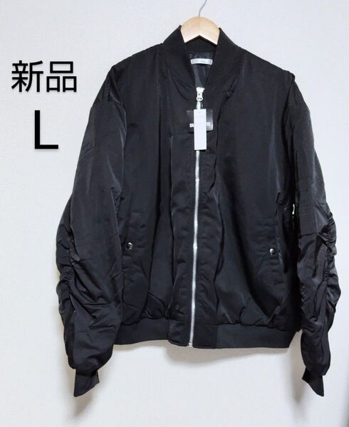 【新品】Nylaus MA-1 ミリタリー フライトジャケット ブルゾン ビッグシルエット ブラック Lサイズ