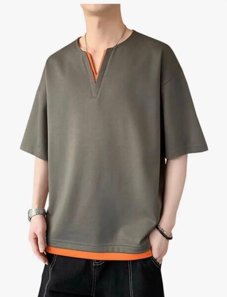 新品Tシャツ 夏服メンズ 半袖tシャツ メンズ カジュアルVネックビッグt 無地 大きい おおきい サイズ 軽い柔らかい 2XL