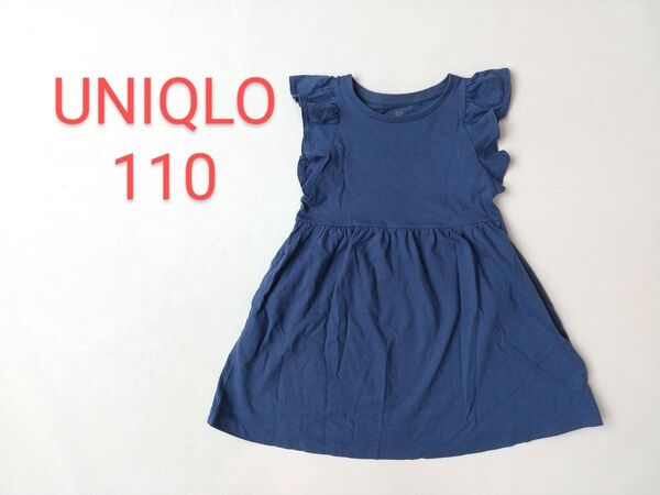 110 UNIQLO ネイビー ワンピース ノースリーブ 夏服 女の子 女児 チュニック 子供服 ノースリーブワンピース 青