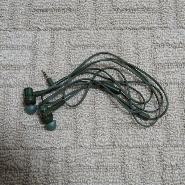 SONY 重低音 マイク付き 有線イヤホン MDR-XB55AP(G) グリーン (#1) ※美品