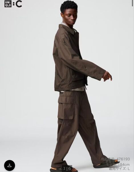ユニクロC ワイドフィットカーゴパンツ ダークブラウン L UNIQLO