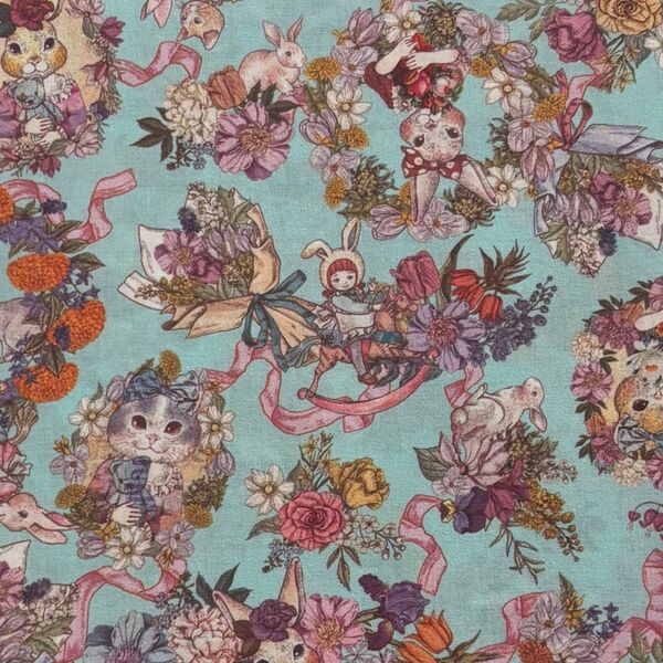 ジョリーフルール JOLIFLUR LA TOILE マイリトルテイラー 生地 ハギレ ねこ うさぎ ハンドメイド 144