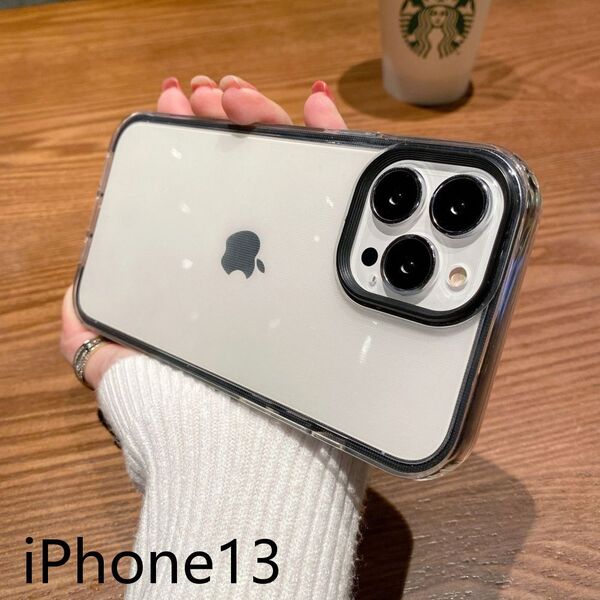 iphone13ケース カーバー TPU 可愛い お洒落 韓国 ブラック 黒 軽量 ケース 耐衝撃756
