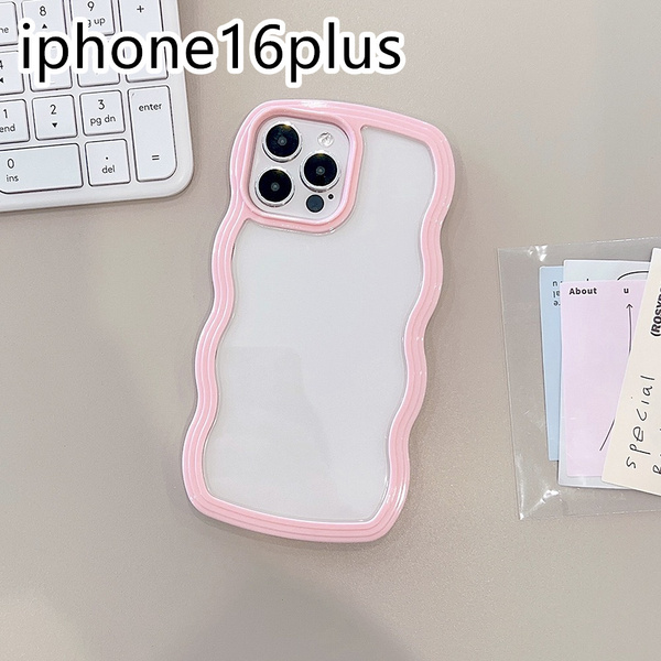 iphone16plusケース カーバー TPU 可愛い 波型 お洒落 軽い ケース 耐衝撃高品質ピンク11