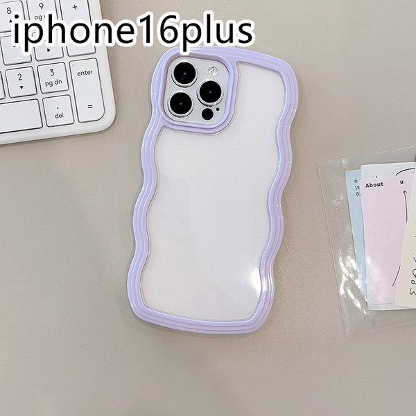 iphone16plusケース カーバー TPU 可愛い 波型 お洒落 軽い ケース 耐衝撃高品質紫14
